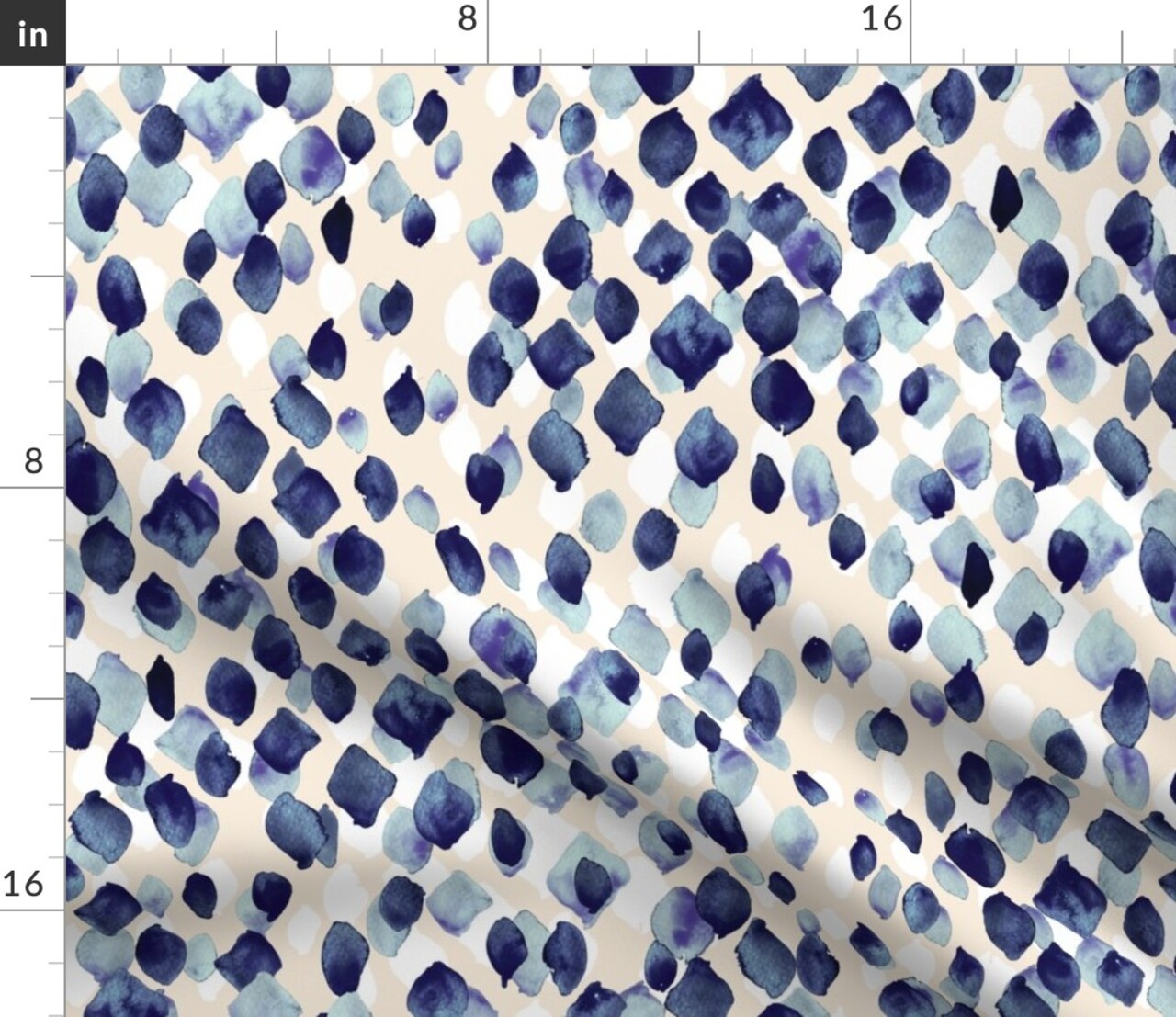 Watercolor Drops Abstract Nature Diamond Indigo Blue Custom Printed Fabric by Spoonflower Various Fabrics by the Yard or Fat Quarter